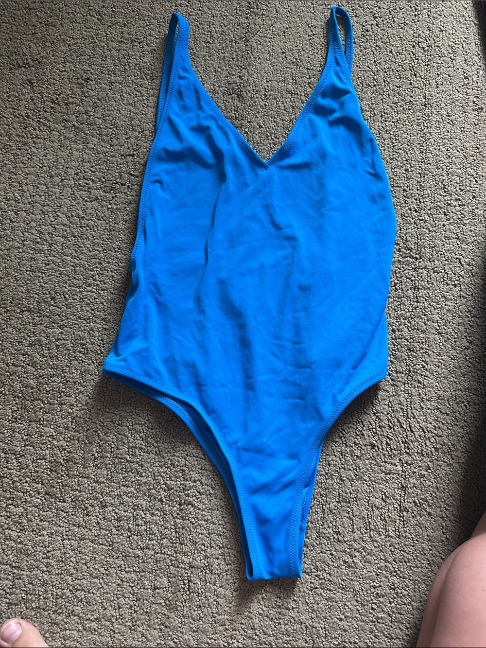 Topshop Electric Blue V‑Neck One‑Piece Swimsuit